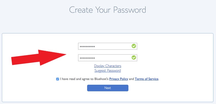 bluehost-account-password-setup